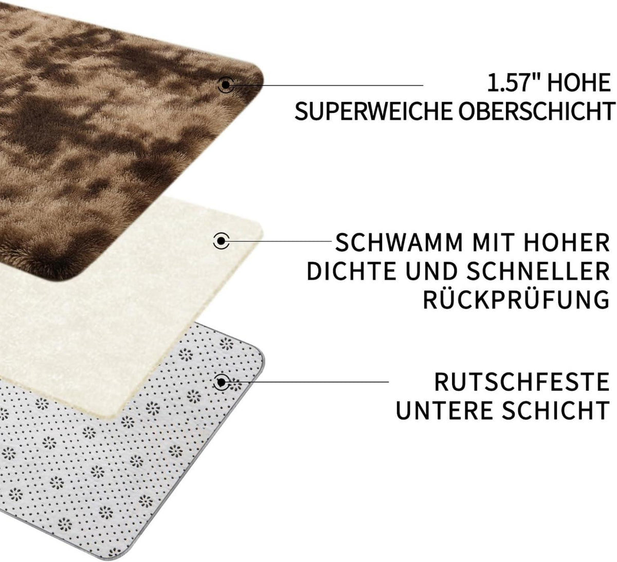 Sour Lemon Hochflor Teppich Braun Flauschig 140x200 Waschbar