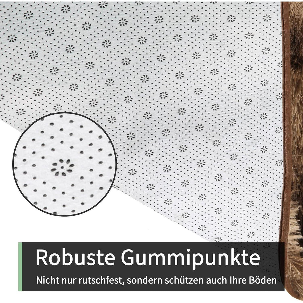 Flauschiger Hochflor Teppich Braun 140x200 – Waschbar & Rutschfest