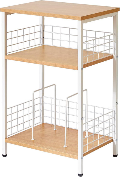 YMYNY Beistelltisch 3 Ebenen Standregal Plattenspieler CDs Magazin Natürliche Farbe