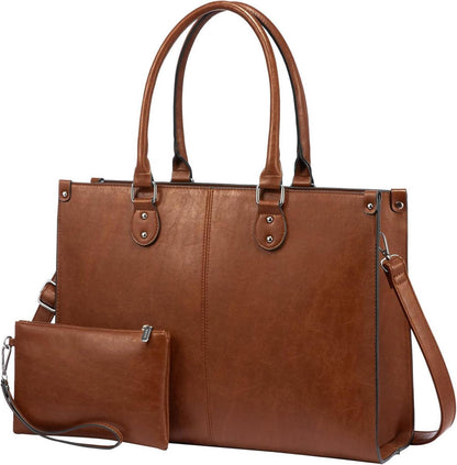 17.3 Zoll Laptoptasche Damen PU Leder Braun Business Umhängetasche
