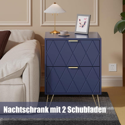 Blaues Schlafzimmer-Set: Kommode & 2 Nachttische im skandinavischen Stil