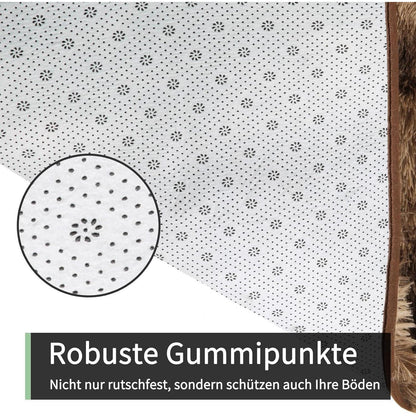 Hochflor Teppich Braun 240x340 – Flauschiger Wohnzimmerteppich Waschbar