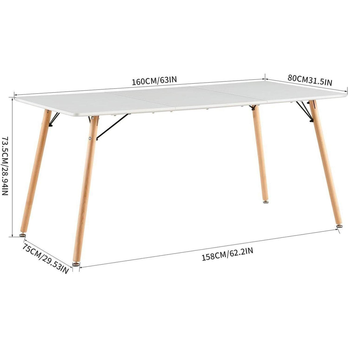 Esszimmergruppe 160x80cm Weiß mit 4 Khaki Stühlen