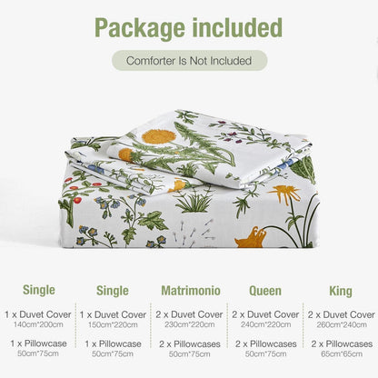 Baumwoll Bettwäsche-Set mit Blattmotiv, 135/150 cm