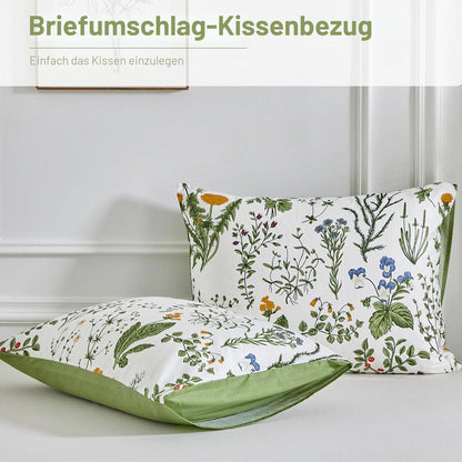 Baumwoll Bettwäsche-Set mit Blattmotiv, 135/150 cm