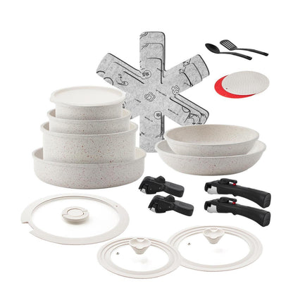23-teiliges Induktions Topfset mit abnehmbarem Griff & Keramik