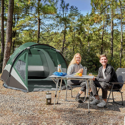 4 Personen Kuppelzelt mit Vorraum 180cm Stehhöhe Grün
