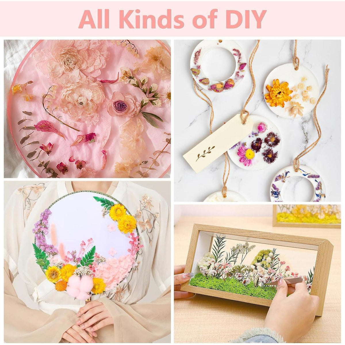Getrocknete Blumen Rosa-Weiß für DIY & Deko