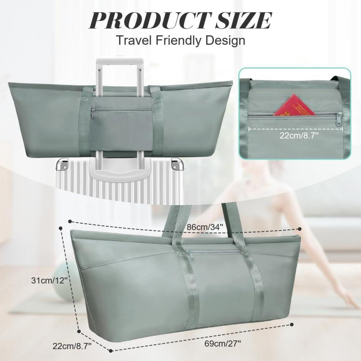 Yogatasche Damen Groß, Sporttasche Yoga Tasche mit