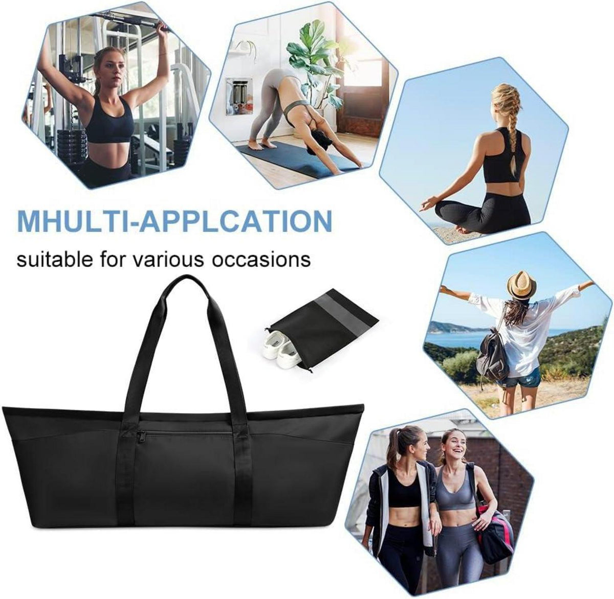 Yogatasche Damen Groß, Yoga Sporttasche mit Nassfach & Schuhtasche