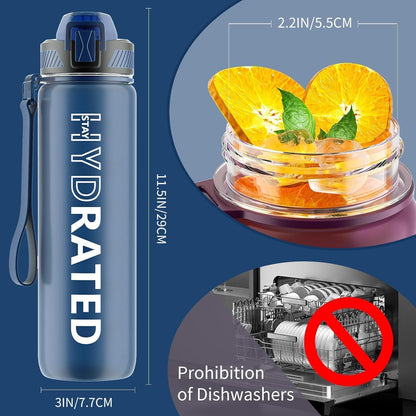 Sport Trinkflasche 1L BPA-frei mit Strohhalm und