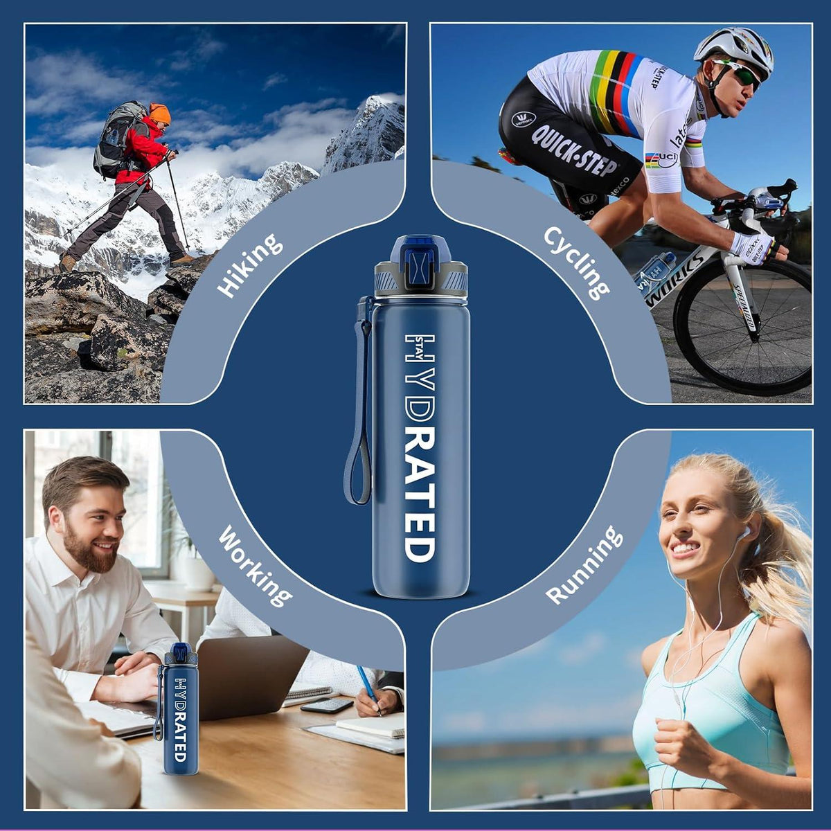 Trinkflasche 1L BPA-frei Tritan mit Strohhalm Sport Auslaufsicher