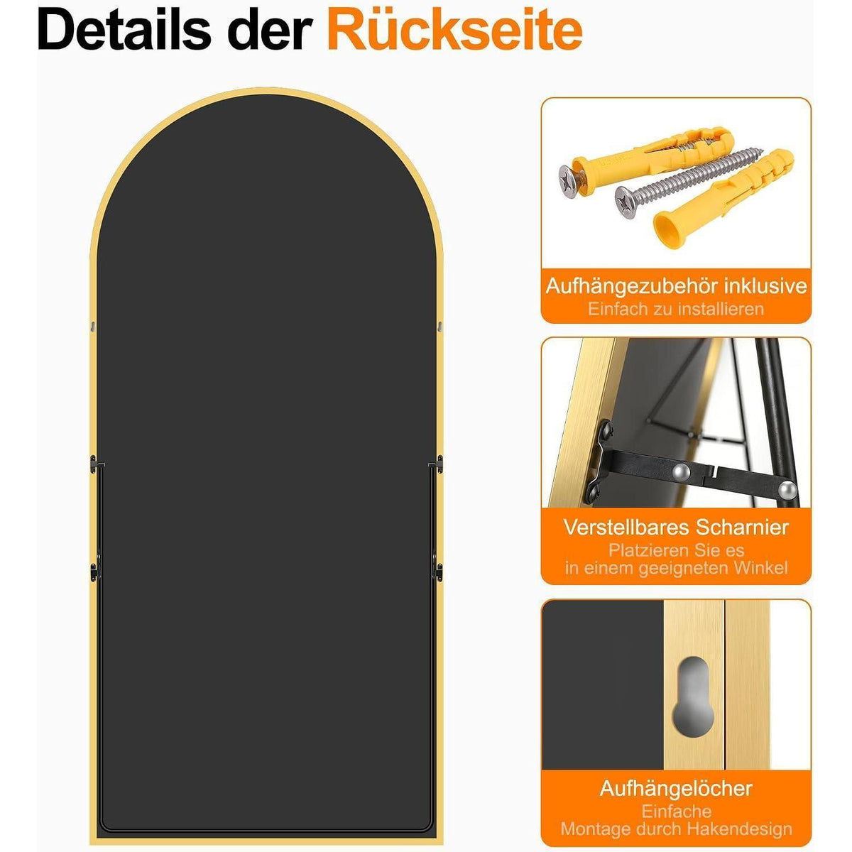 Ganzkörperspiegel 190x89cm | Stehspiegel & Wandspiegel Gold Modern