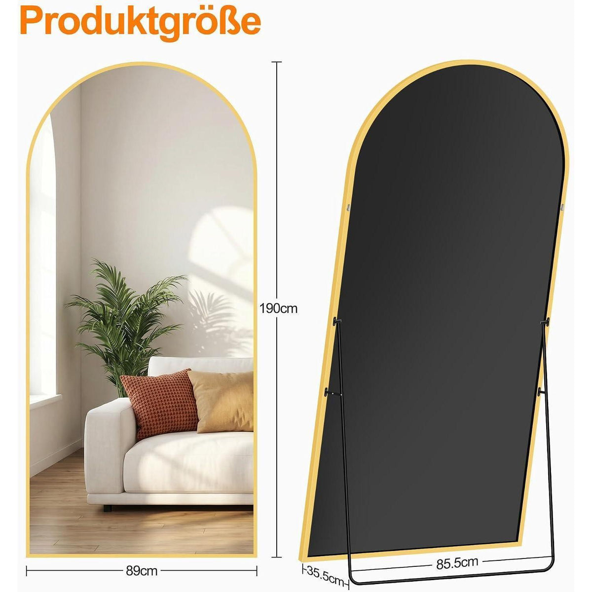 Ganzkörperspiegel 190x89cm | Stehspiegel & Wandspiegel Gold Modern