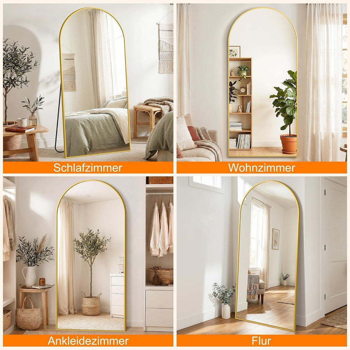 Ganzkörperspiegel 190x89cm | Stehspiegel & Wandspiegel Gold Modern
