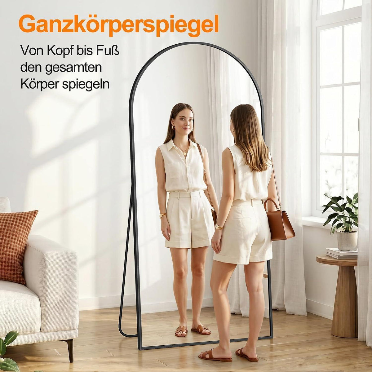 Ganzkörperspiegel 190x89cm – Standspiegel & Wandspiegel Schwarz