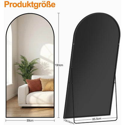 Ganzkörperspiegel 190x89cm – Standspiegel & Wandspiegel Schwarz