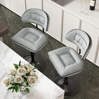 Barhocker Set 4er – Gepolstert & Verstellbar – Hellgrau