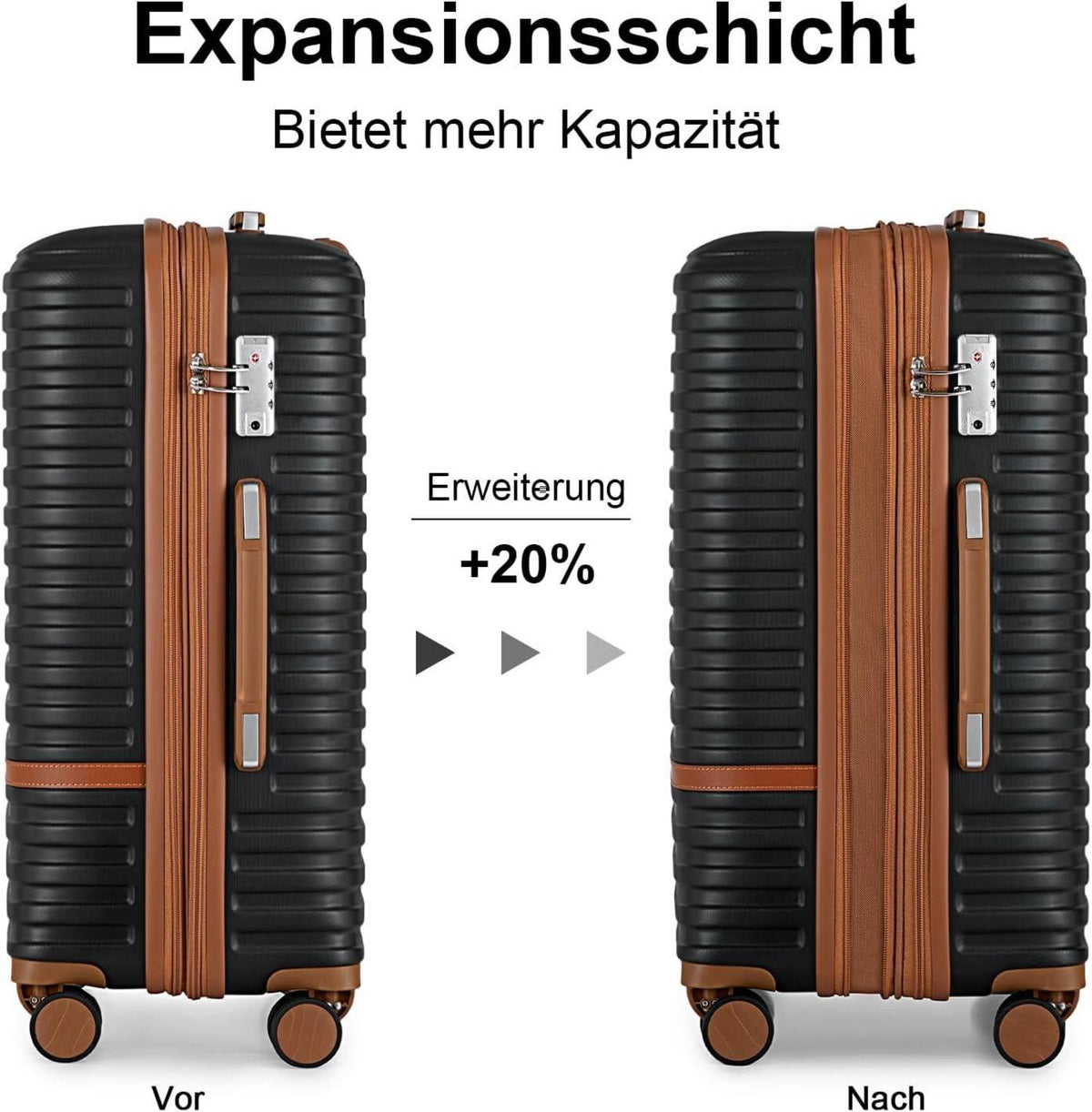 Joyway 6tlg Hartschalen Kofferset mit TSA-Schloss & Beautycase