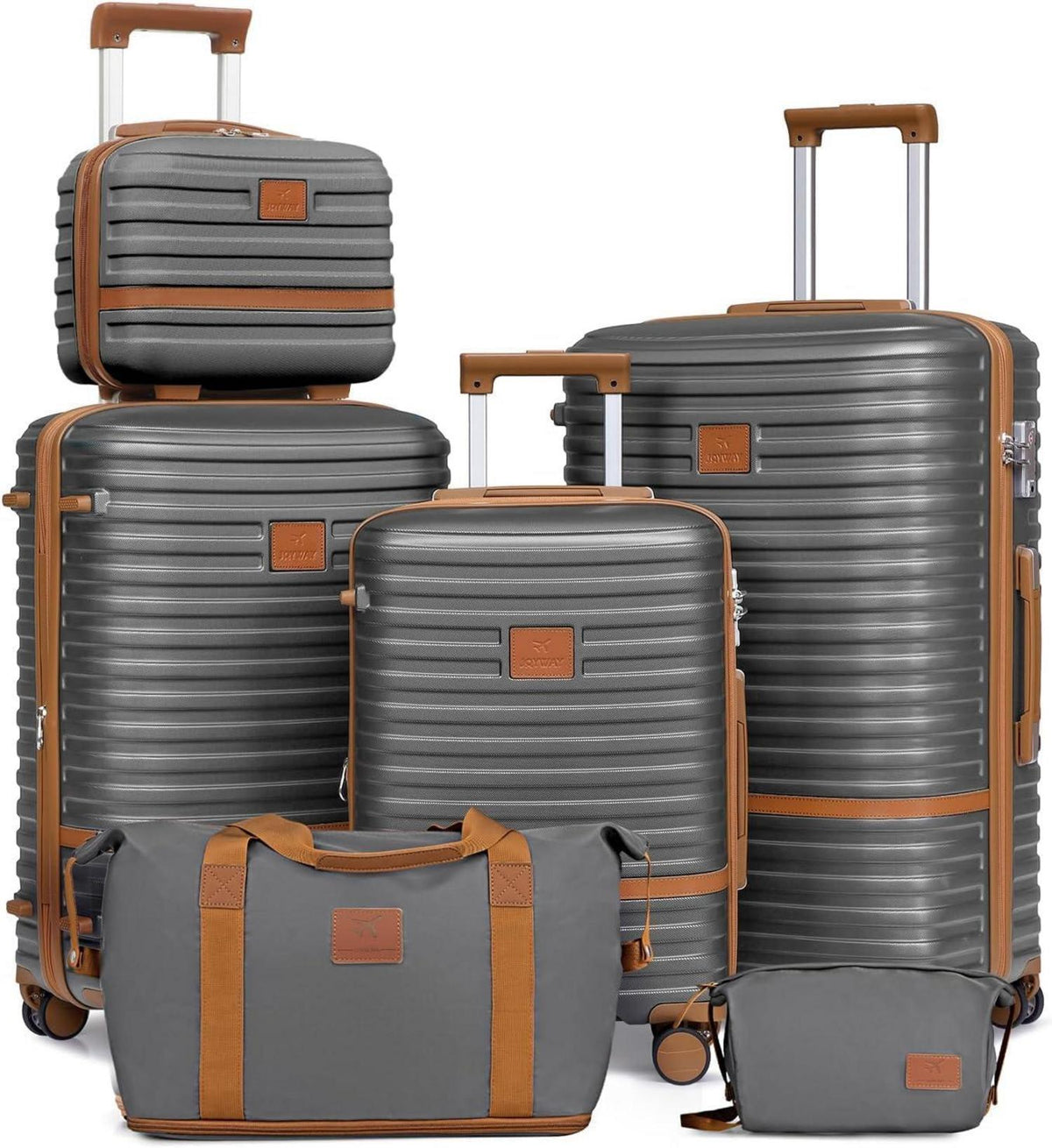 Joyway 6tlg Hartschalen Kofferset mit Beautycase und TSA-Schloss