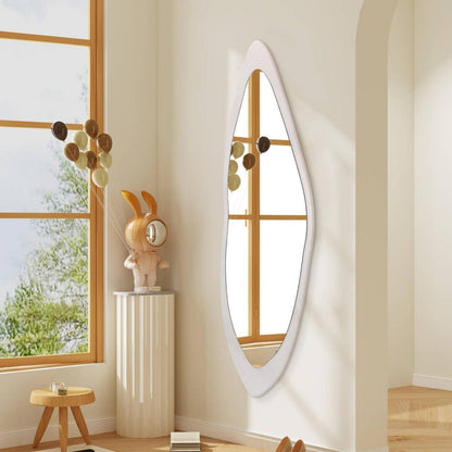 Großer Wandspiegel Holz Asymmetrisch Weiß 120x40 cm