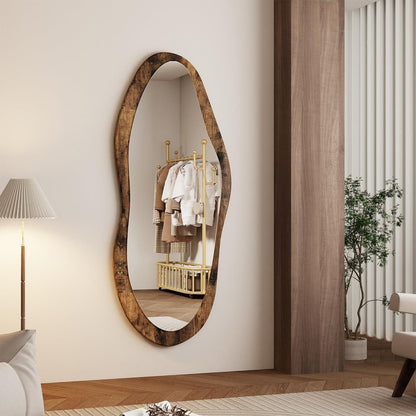 Großer Wandspiegel Vintage Holzrahmen 120x50cm – Asymmetrisch & Vielseitig