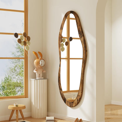 Großer Wandspiegel Vintage Holzrahmen 120x50cm – Asymmetrisch & Vielseitig