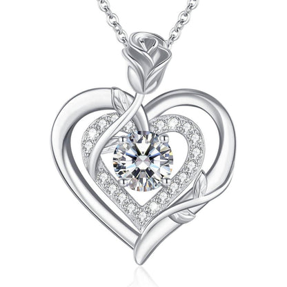 Moissanite Halskette Damen Silber 925 Herz Anhänger Valentinstag Geschenk