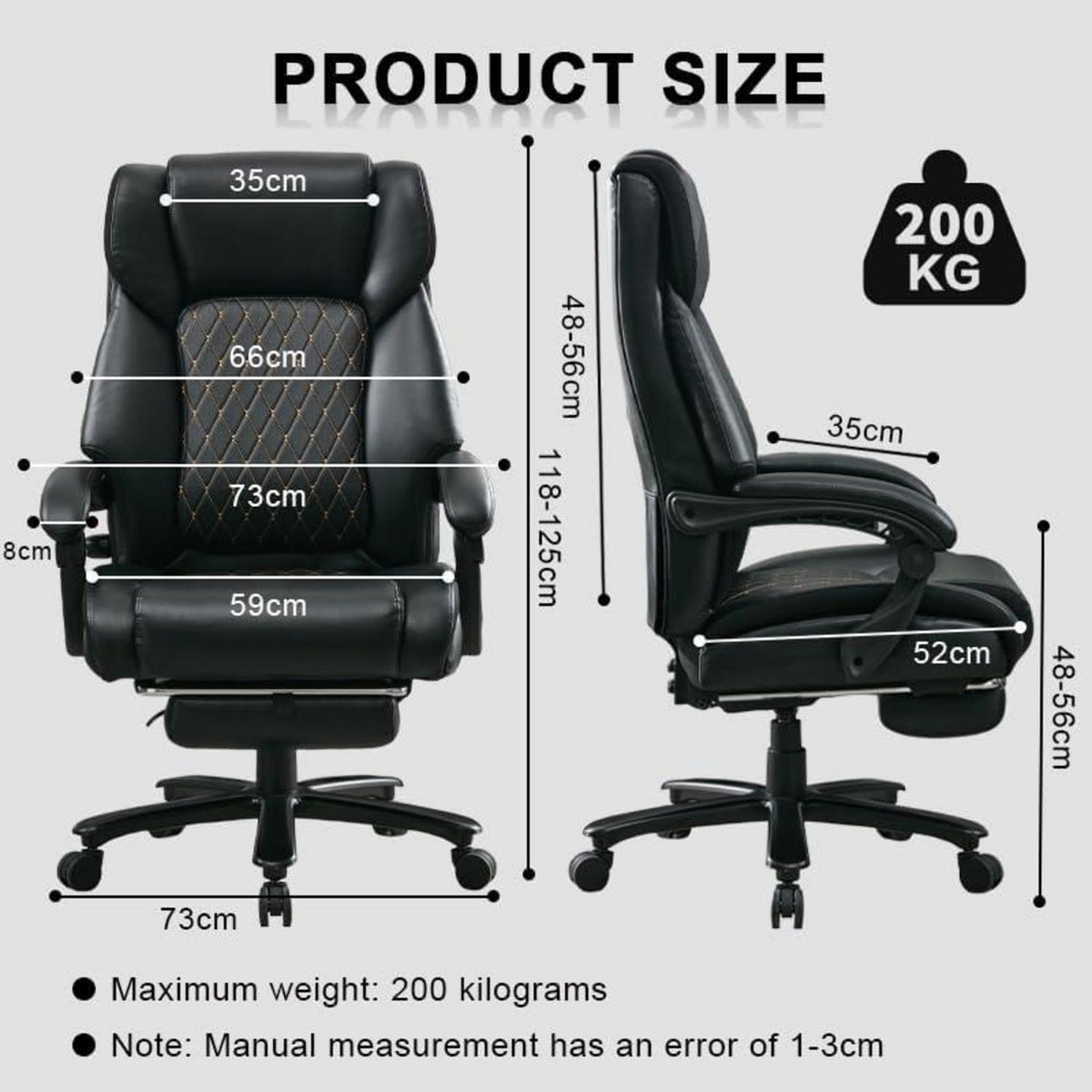 Ergonomischer Bürostuhl 200KG mit Lendenwirbelstütze & hoher