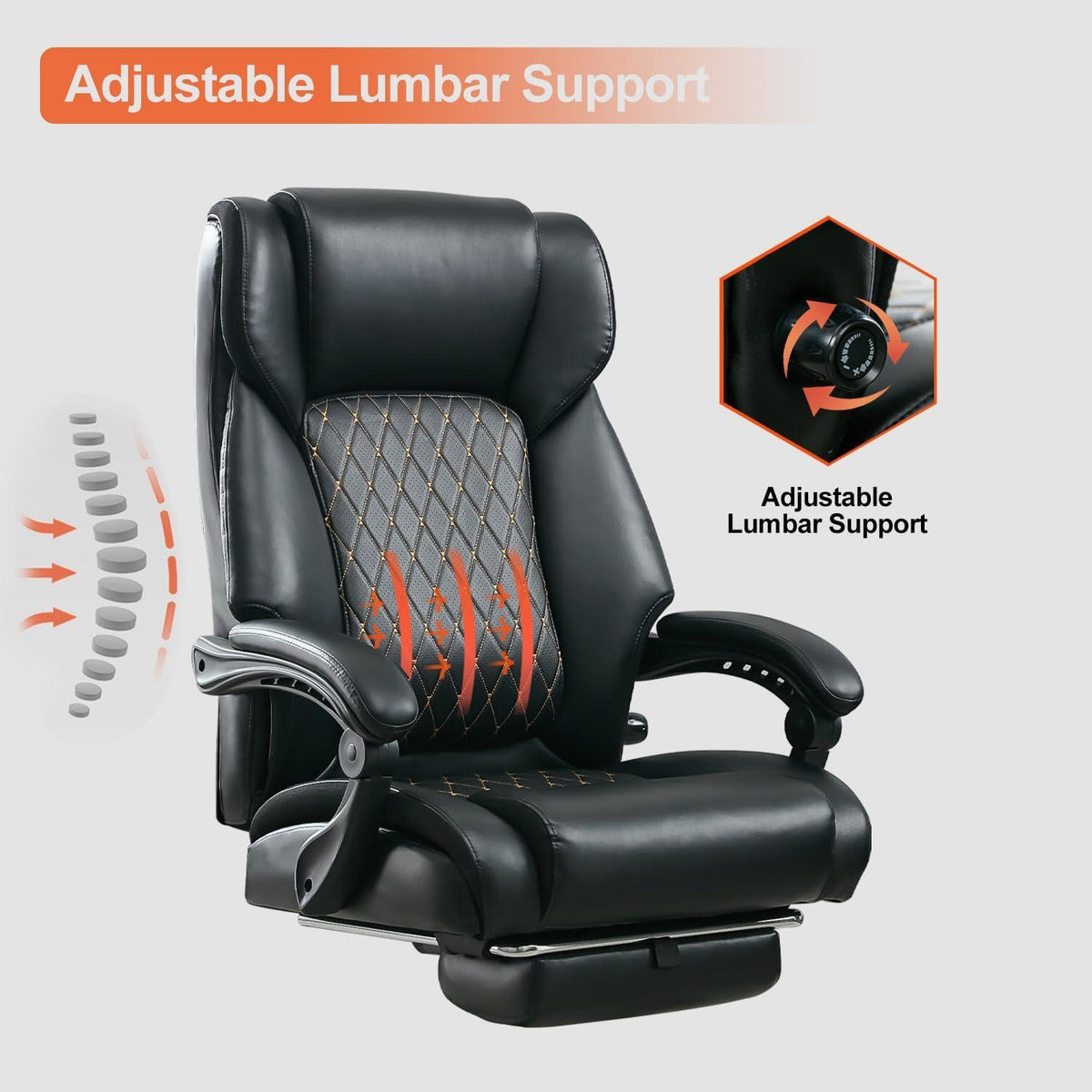 Ergonomischer Bürostuhl 200KG Lendenwirbelstütze Rückenschmerzen Chefsessel