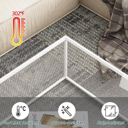 Quadratischer Glas-Couchtisch Weiß, Minimalistischer Glastisch