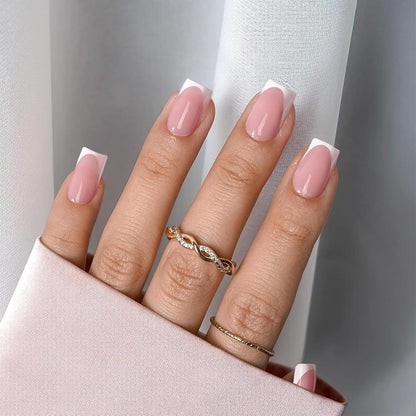 24 Stück Weiße French Tip Falsche Nägel Glänzend