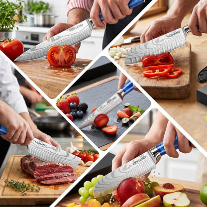 5-teiliges Küchenmesser Set – Scharfes Kochmesser Set mit Pakkawood Griff