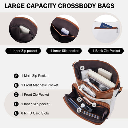 Roulens Damen Umhängetasche Weiches Veganes Leder Crossbody Bag Vorderseite Geldbörsenfach