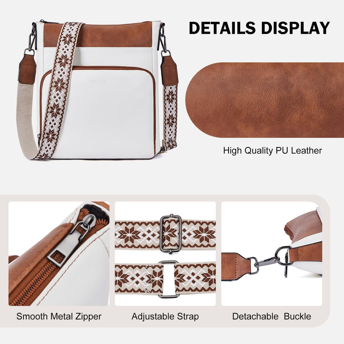Umhängetasche Damen Weiches Veganes Leder Crossbody Schultertasche