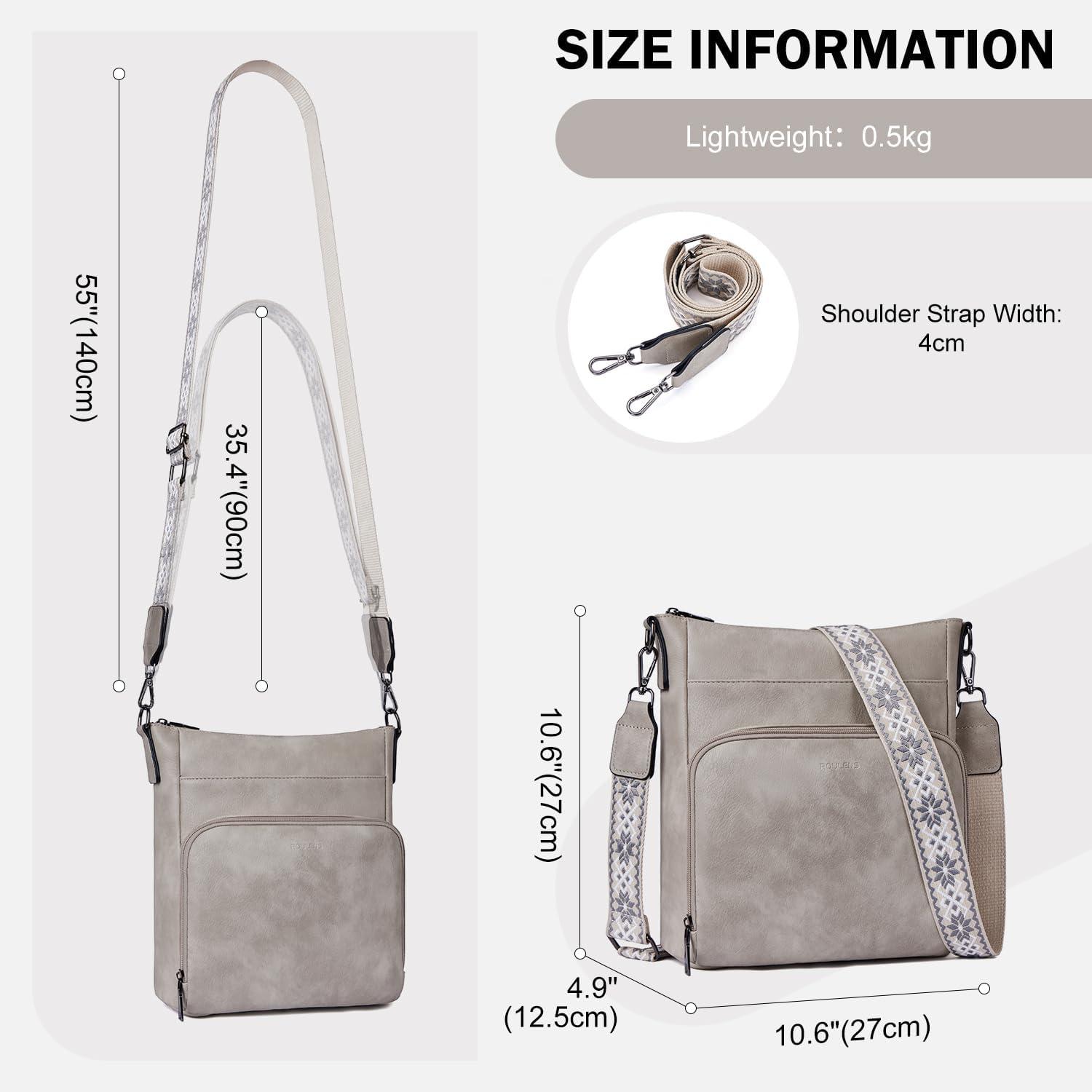 Damen Umhängetasche Mittelgroß Vegan Crossbody Schultertasche