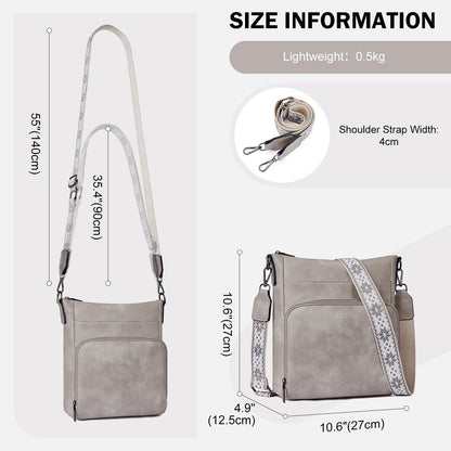 Damen Umhängetasche Mittelgroß Vegan Crossbody Schultertasche