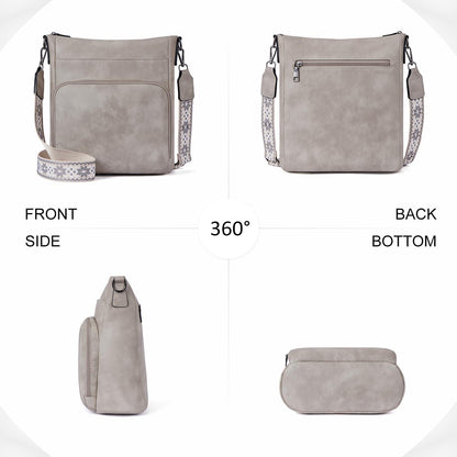 Damen Umhängetasche Mittelgroß Weiches Veganes Leder Crossbody mit