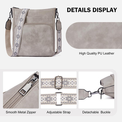 Damen Umhängetasche Crossbody Vegan Leder Schulterhandtasche leicht