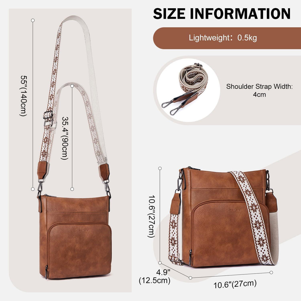 Moderne Roulens Umhängetasche - Veganes Leder, Crossbody, Damen