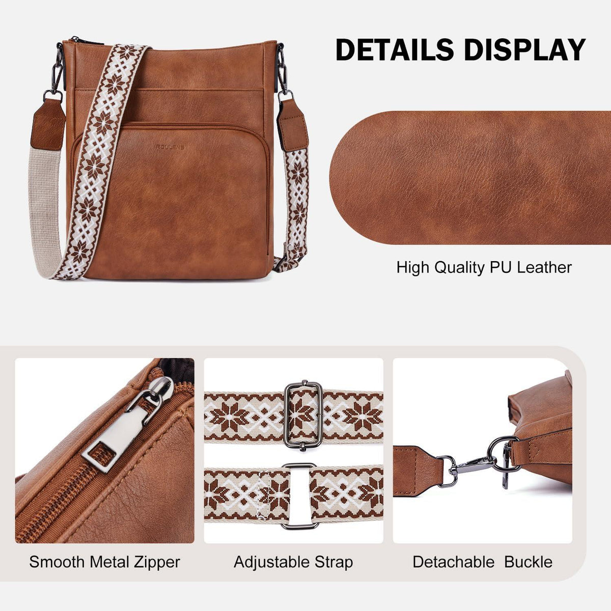 Damen Umhängetasche Crossbody Veganes Leder Geldbörse Blau