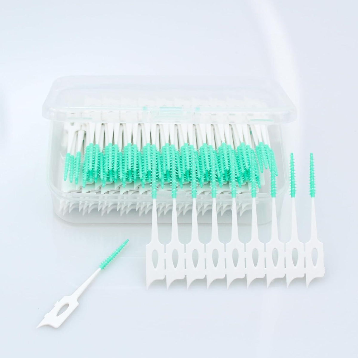 100 Zahnzwischenraumbürsten Silikon Interdentalbürsten Reinigung Grüne Box