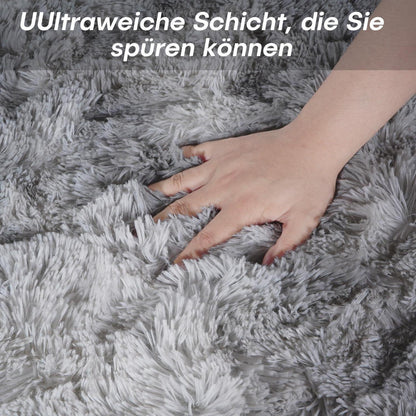 Hochflor Teppich Hellgrau 90x150cm - Kuscheliger Wohnteppich