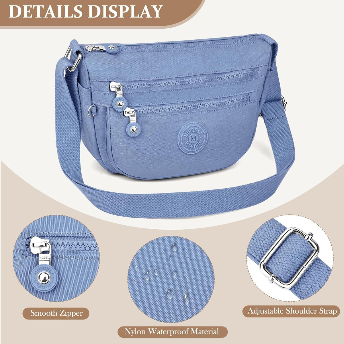 TEUEN Umhängetasche Damen Klein Nylon Crossbody Bag Schultertasche Reisen