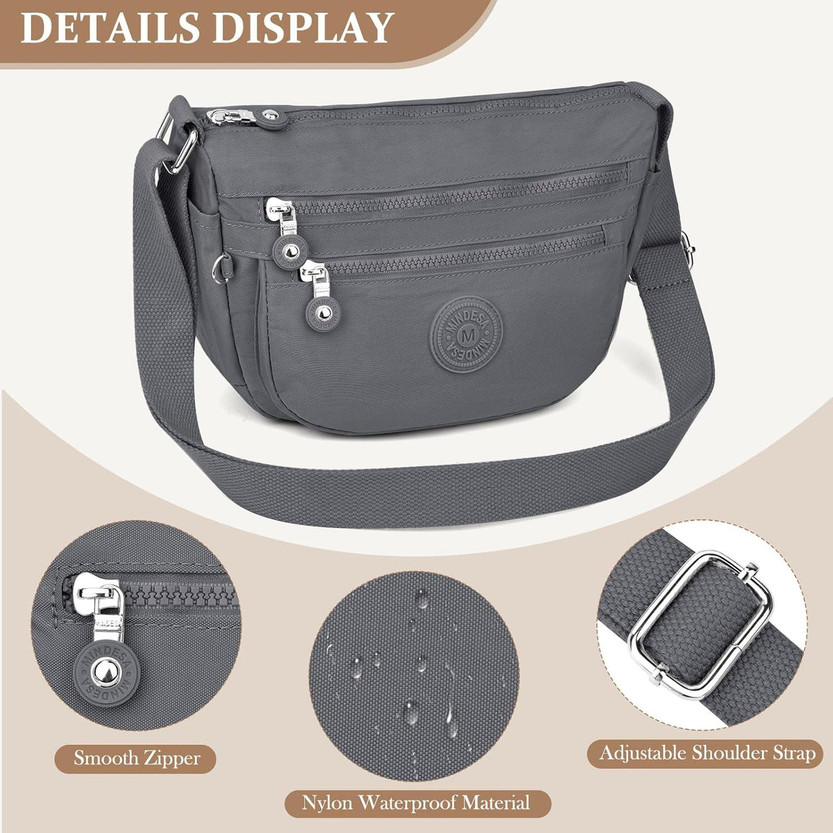 Leichte Umhängetasche Damen Wasserdicht Nylon Messenger Bag Blau