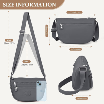 Umhängetasche Damen Klein Wasserdicht Nylon Crossbody Bag Casual
