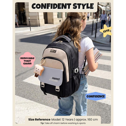 Schulrucksack Teenager Mädchen - 36L, Schwarz