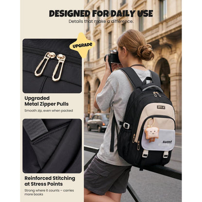 Schulrucksack Teenager Mädchen - 36L, Schwarz