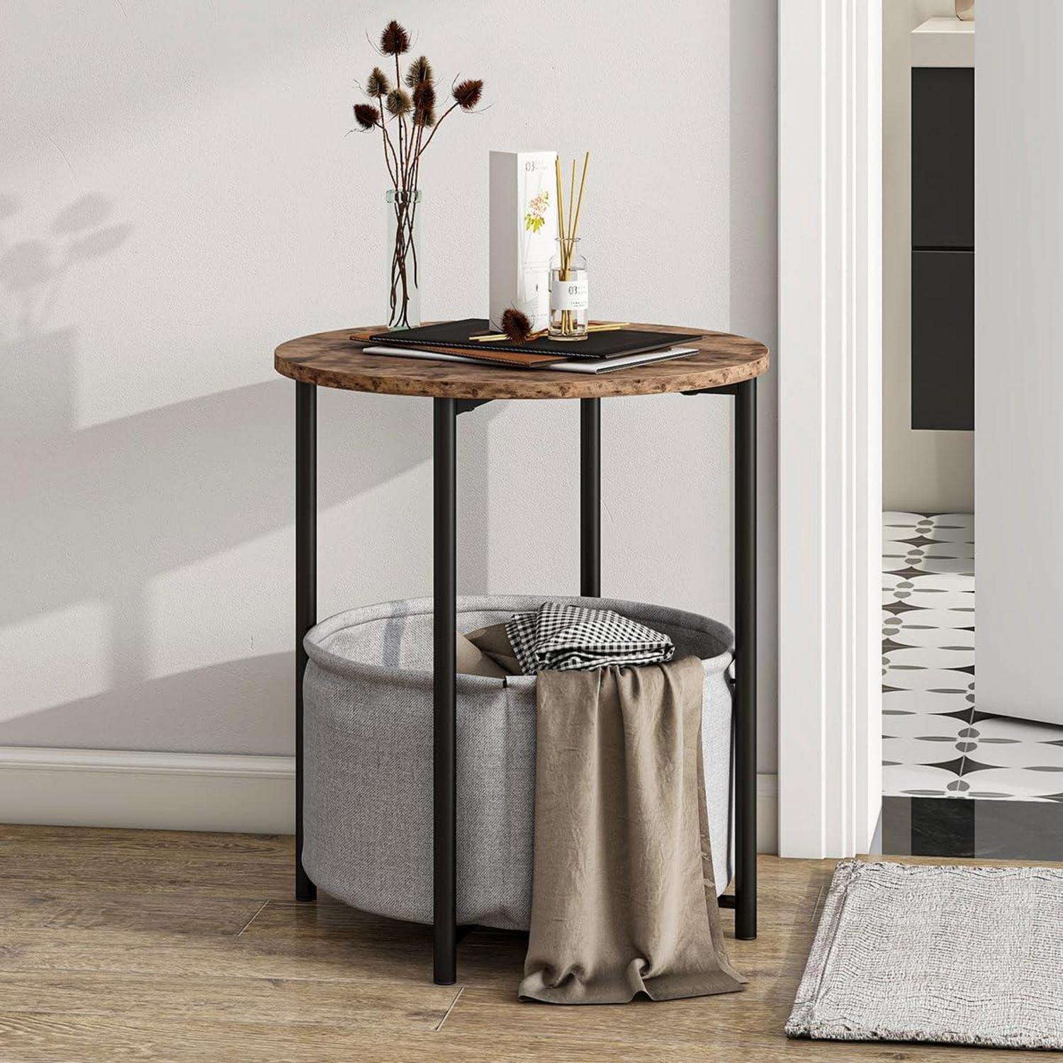 Runder Couchtisch mit Stauraum, Beistelltisch für Wohnzimmer, moderner