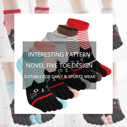 Damen Zehensocken Baumwolle – 5 Finger Socken, Bunt & Verspielt